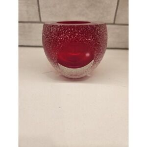 Ruby‎ Red Fifth Avenue Geode Crystal Frosted Votive Glass Candle Holder